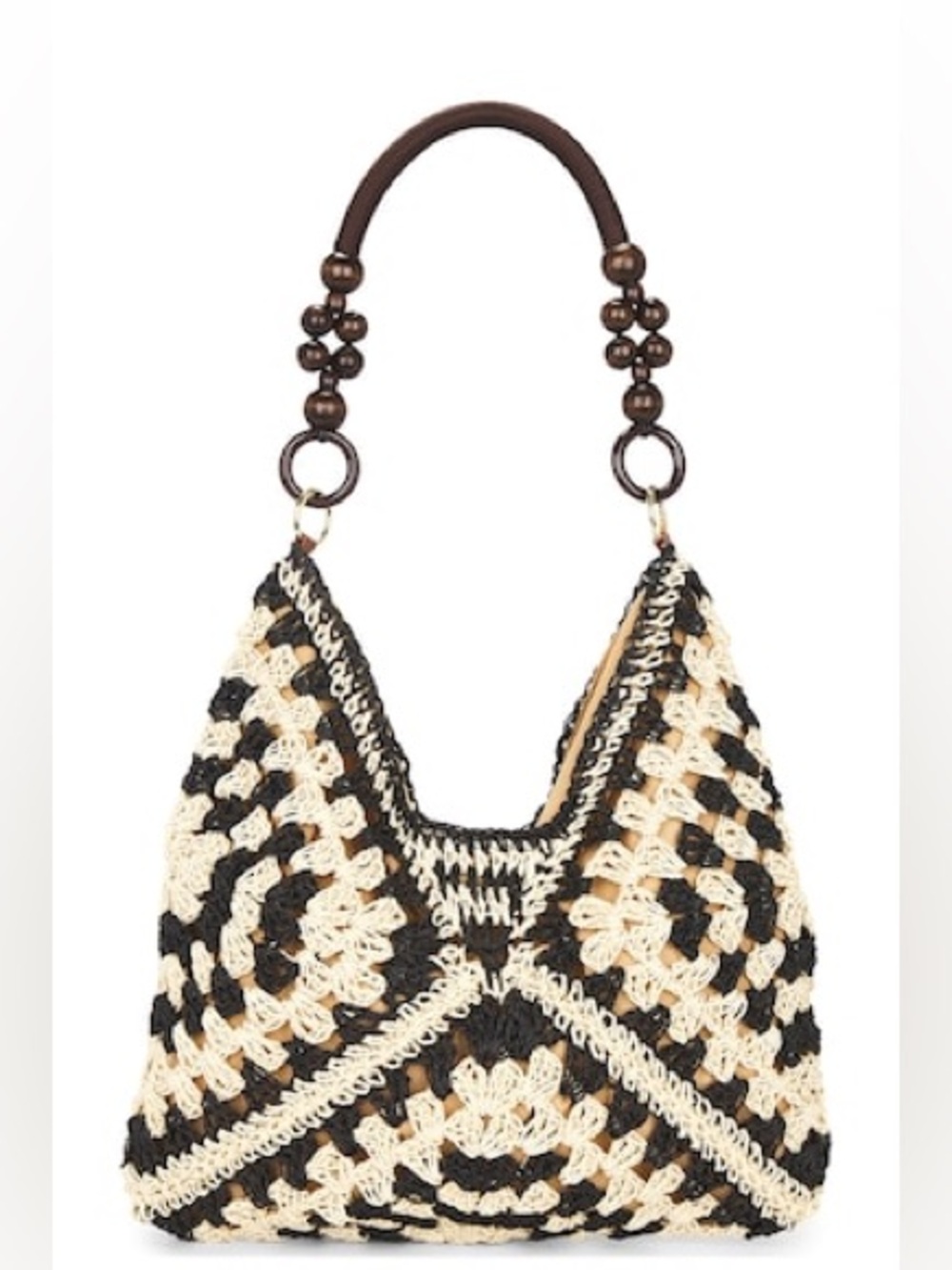 Handcrafted Crochet Bohemian Bag in Cream and Black